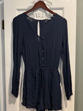 Hollister Navy V-Neck Button Romper size small women’s